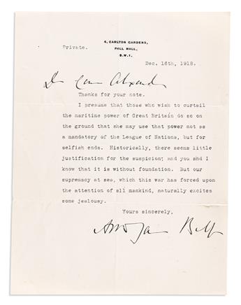 BALFOUR, ARTHUR JAMES. Two items, each Signed: Photograph * Typed Letter.